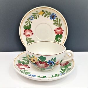 Villeroy and Boch Dresden Tirol Cup and (2) Saucers Made in Germany 1874-1909
